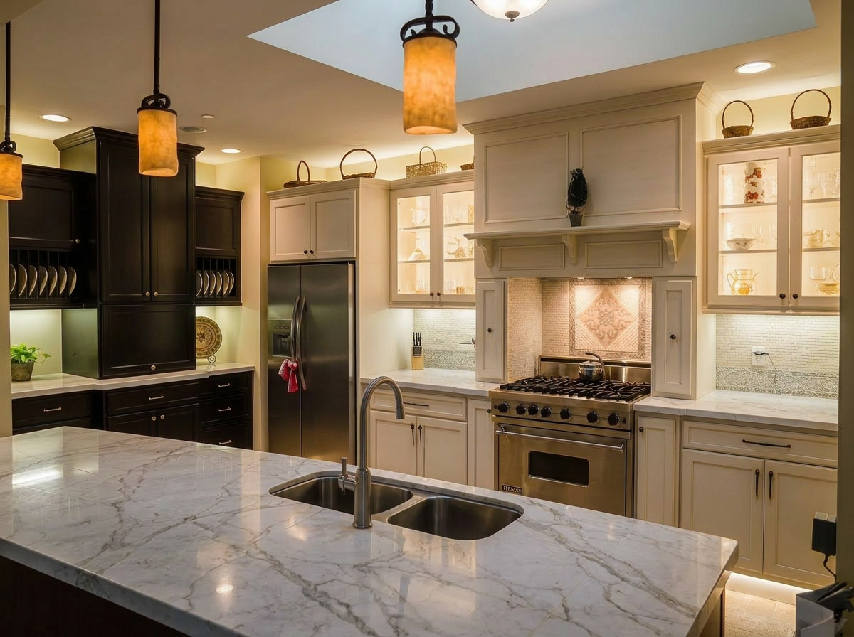Accent Lighting design for luxury kitchen in Beverly Hills